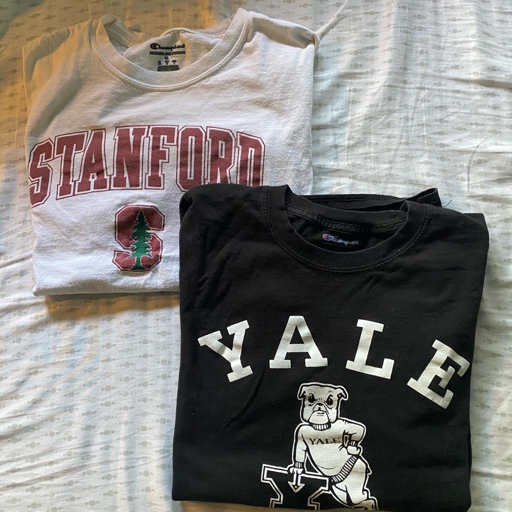 (COLLEGE) Champion Black Yale & White Stanford Tee